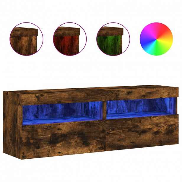 vidaXL Nástěnné TV skříňky s LED 2 ks kouřový dub 60 x 30 x 40 cm