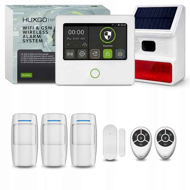 Bezdrátový alarm WiFi Gsm 4G s Tuya, Huxgo HXA502 W venkovní siréna