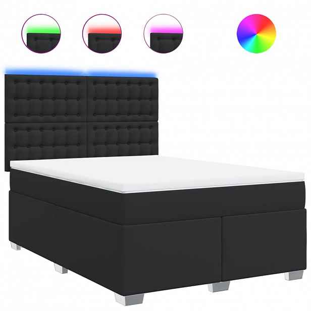 vidaXL Box spring postel s matrací černá 140 x 190 cm umělá kůže