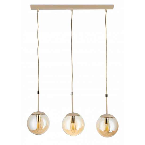 Závěsné svítidlo Maro béžovo-zlaté Sklo 3xE14 55 cm Moderní hnědošedá (Taupe)