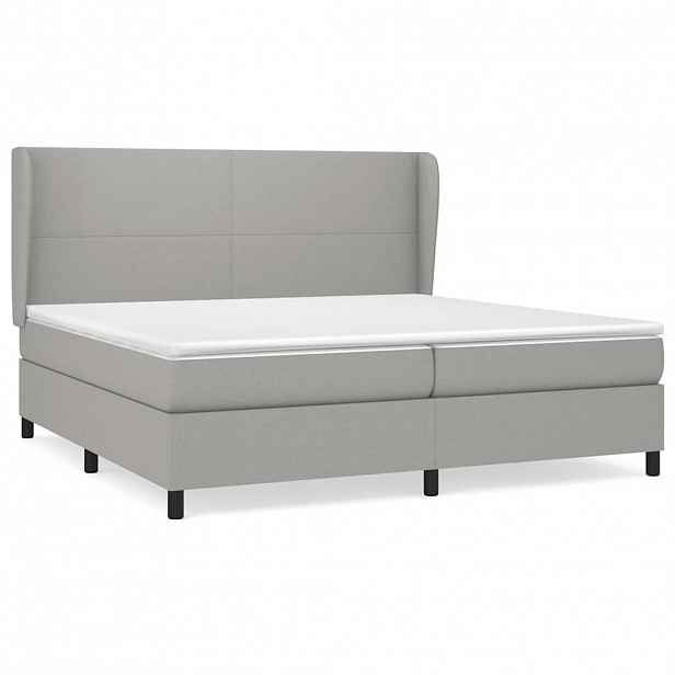 vidaXL Box spring postel s matrací světle šedá 200 x 200 cm textil