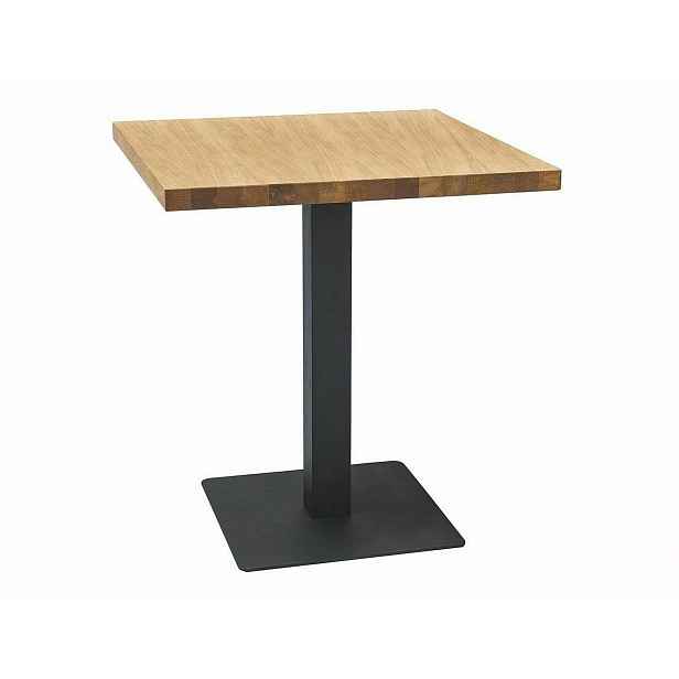 Černý jídelní stůl s deskou v dekoru dub PURO 80x80