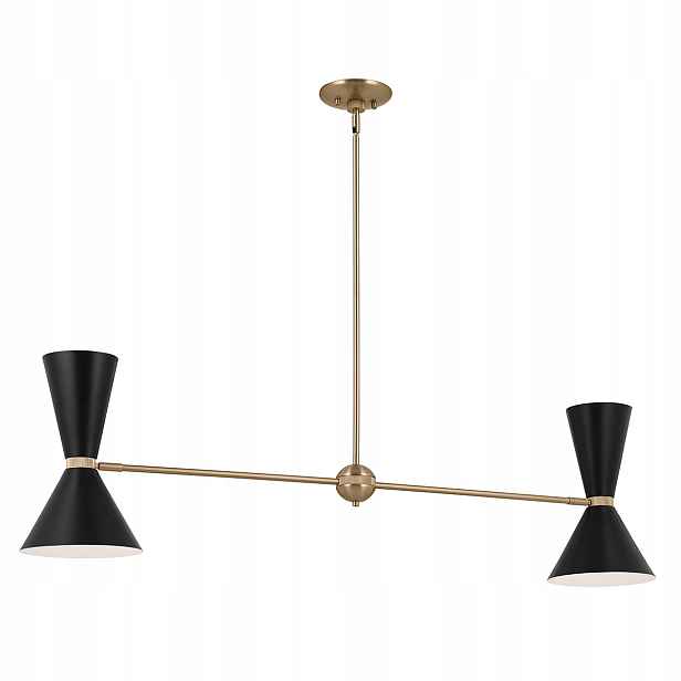 Dekorativní závěsná lampa zlatá, černá, podlouhlá, 130 cm, kužely, 4 body Kichler