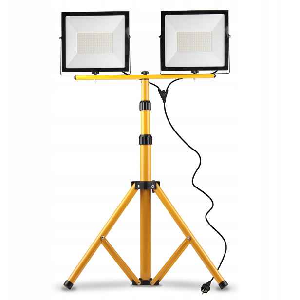 Halogenový Led stativ Stavební reflektor 2x 100W Sada s IP66 zástrčkou