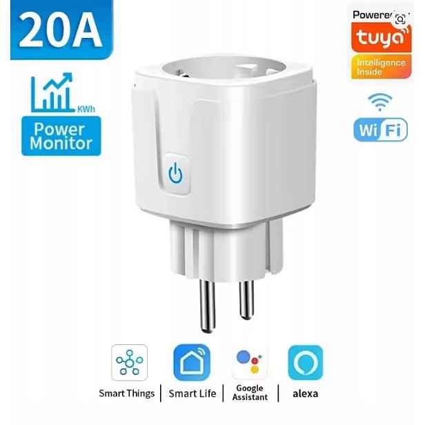 Inteligentní zásuvka-zásuvka, WiFi 20A bílá