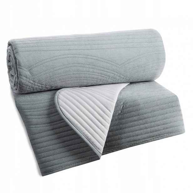 Přehoz 170x210 Velvet stříbrný, geometrický