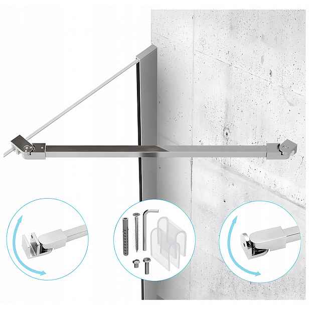 Stabilizátor Držáku Do Sprchového Koutu, Nastavitelná Stěna Skla, 45 CM