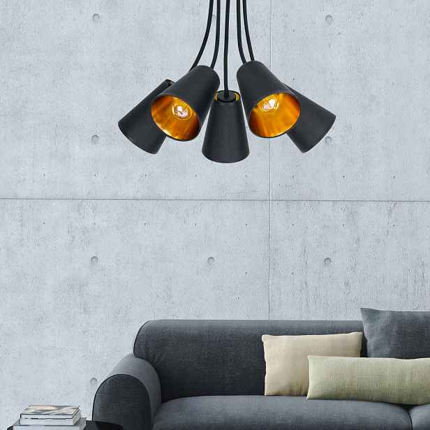 Stropní Svítidlo 5-bodová E27 Loft Industriální do obývacího pokoje Jídelny Černá