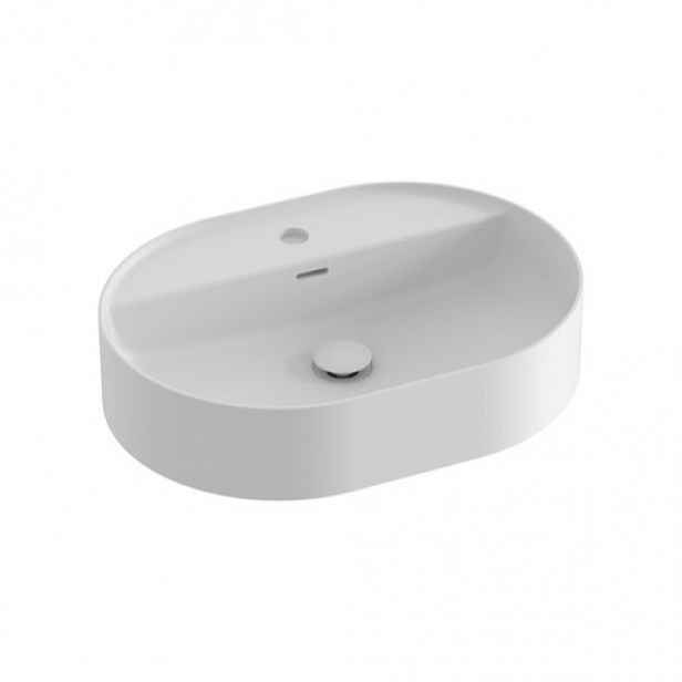 Umyvadlo na desku Ravak Ceramic Slim 55x40 cm bílá matná mat otvor pro baterii uprostřed XJX0E155001
