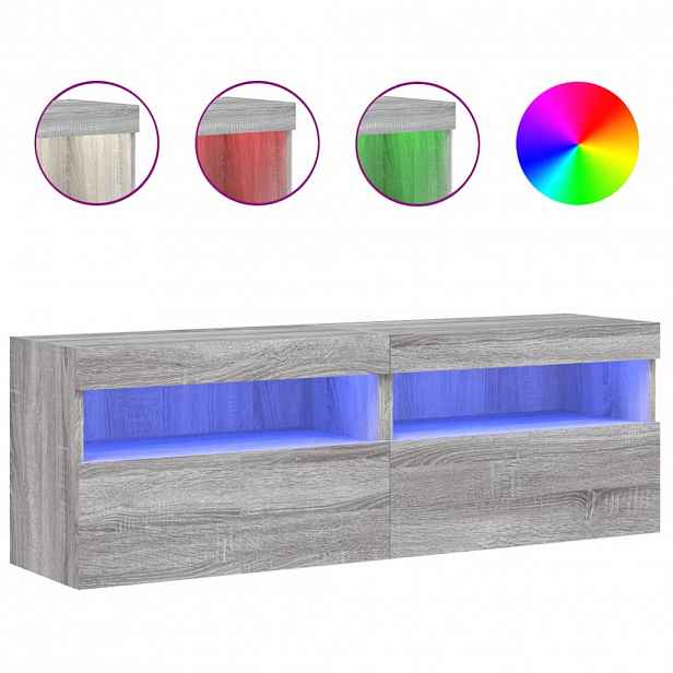 vidaXL Nástěnné TV skříňky s LED 2 ks šedé sonoma 60 x 30 x 40 cm