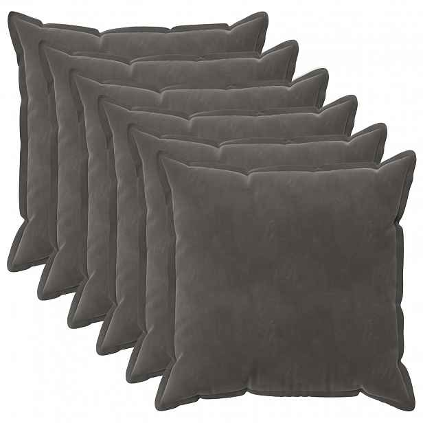vidaXL Povlak na polštář 6 pcs HOUTEN Tmavě šedá 70 x 70 cm Samet