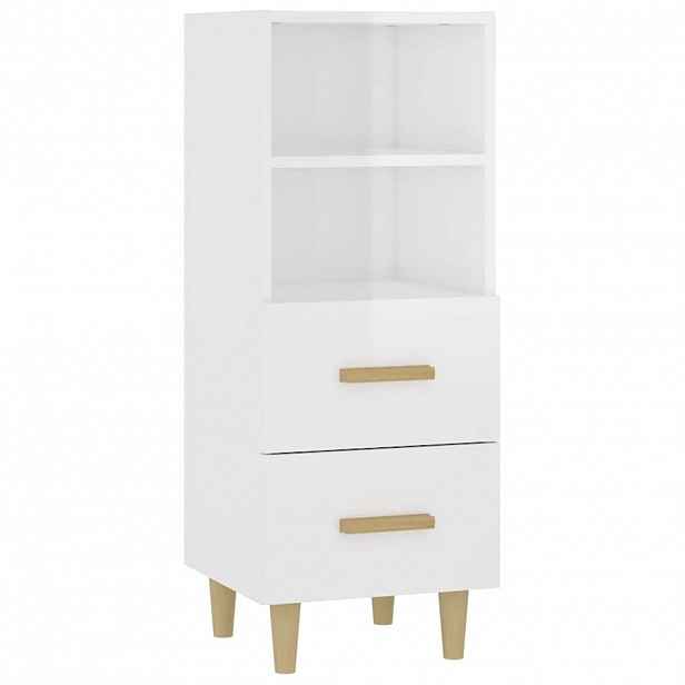 vidaXL Příborník bílý s vysokým leskem 34,5x34x90 cm kompozitní dřevo