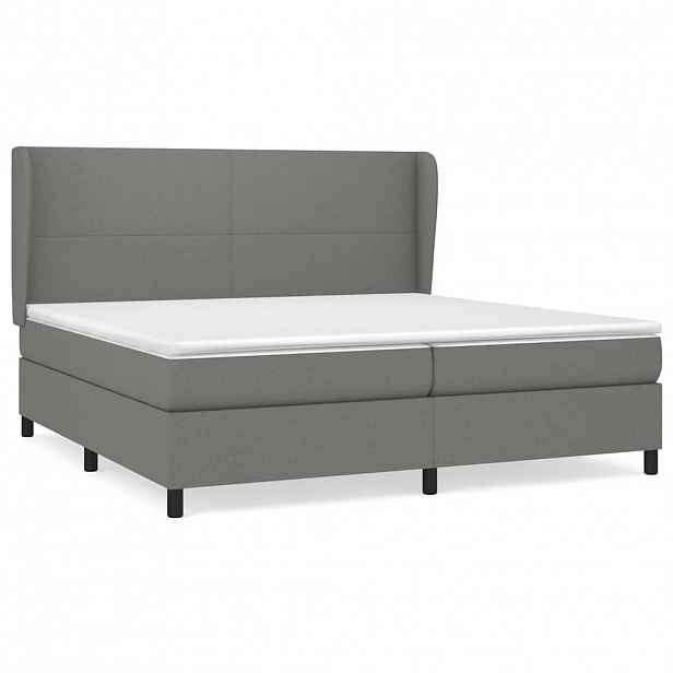 vidaXL Box spring postel s matrací tmavě šedá 200x200 cm textil
