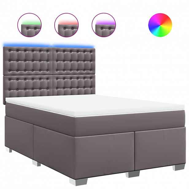 vidaXL Box spring postel s matrací šedá 140 x 190 cm umělá kůže