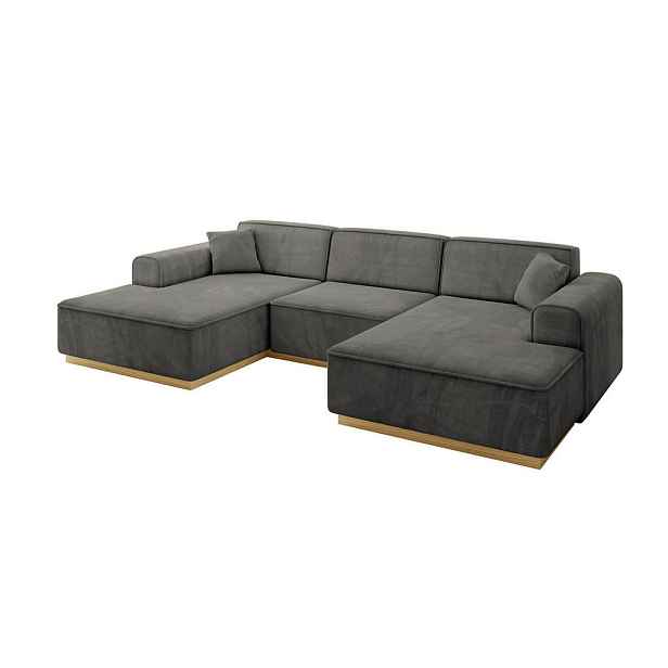 ALTDECOR SEDACÍ SOUPRAVA ve tvaru U IREA-U1-v2 301x165x80 Tmavě šedá Velur