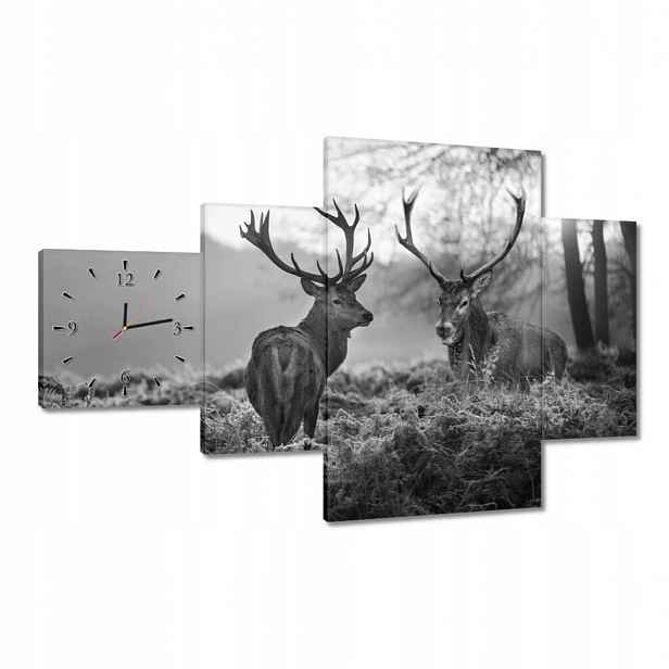Hodiny 130x80 Černobílí jeleni