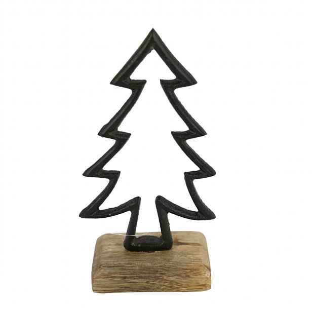 Vánoční dekorace CHRISTMAS TREE z mangového dřeva 17cm, černá