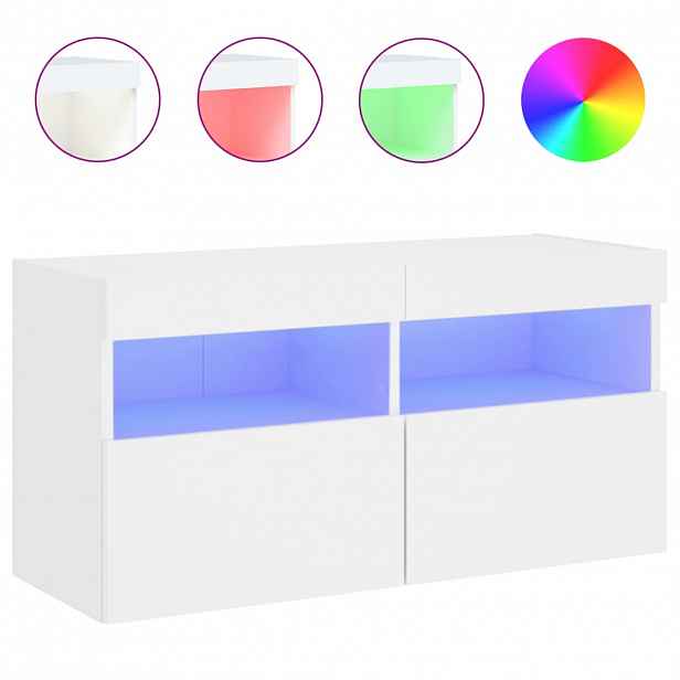 vidaXL Nástěnná TV skříňka s LED osvětlením bílá 80 x 30 x 40 cm