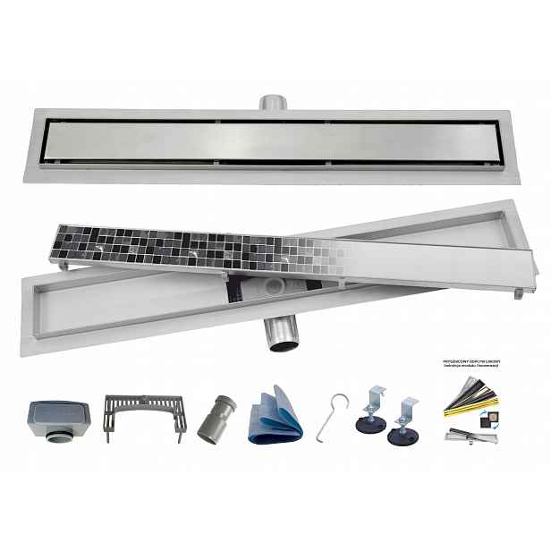 X-home Lineární Odtok 90 cm 2v1 Pod desku Nízký Sifon 54 mm Nerezová Ocel