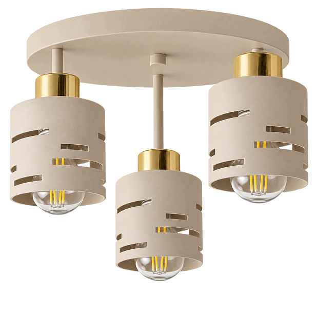 Závěsné Stropní Svítidlo 3x E27 Led Lustr Stropní Svítidlo Béžová Ecru Beige Kašmír