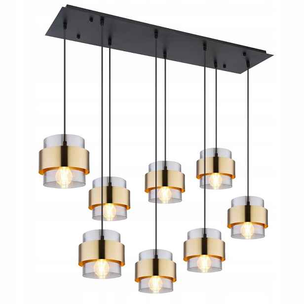 Černá závěsná lampa Milley s teplým leskem nad stolem Globo