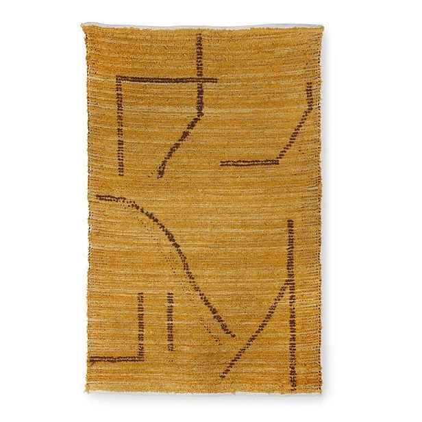 Okrový ručně tkaný bavlněný koberec se vzorem Woven - 120*180 cm HKLIVING