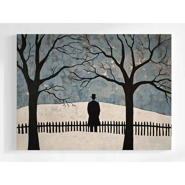 Plakát Zima Sníh Mráz Stromy Muž Melancholie 100x75