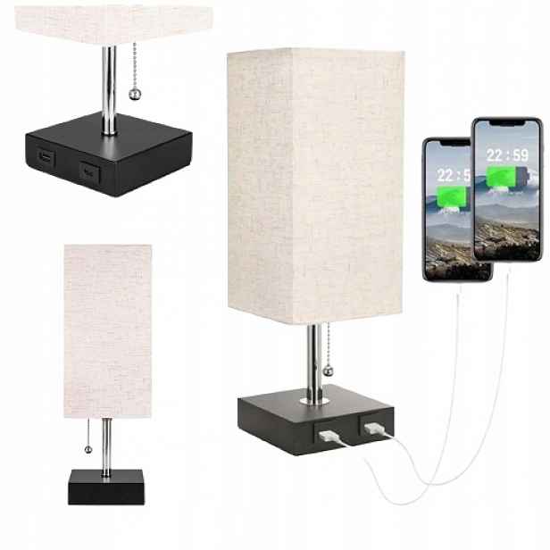 Stolní Led Lampička E27 S Porty Pro Nabíjení Přes Usb-c/usb-a