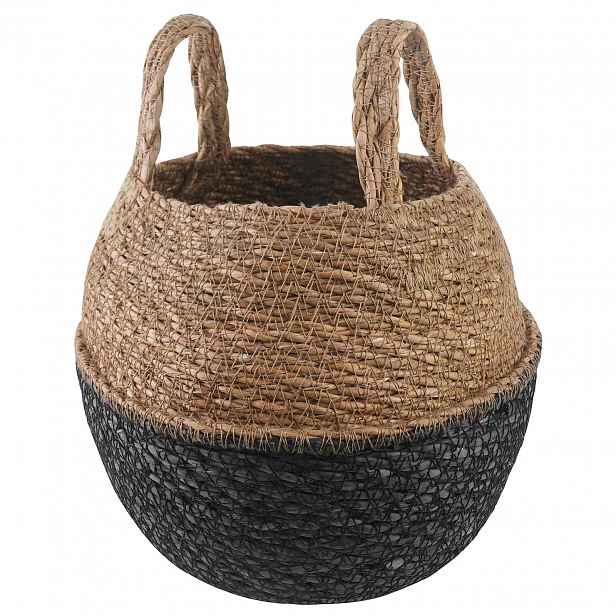 vidaXL Květináč s úchyty Černá Ø 22 x 20 cm 100% mořská tráva