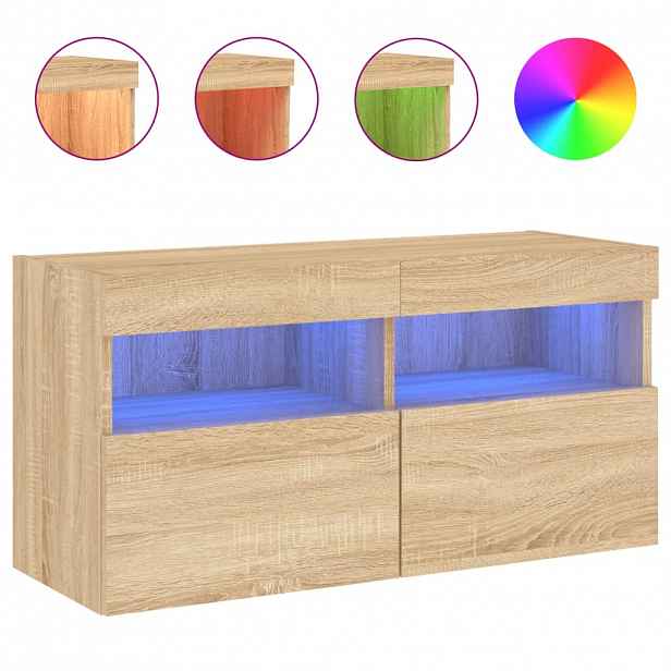 vidaXL Nástěnná TV skříňka s LED osvětlením dub sonoma 80 x 30 x 40 cm