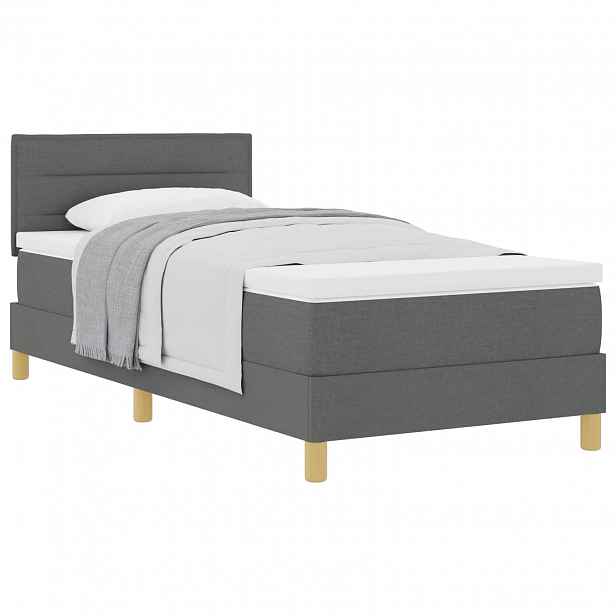 vidaXL Postel s boxspringem s polštářem Tmavě šedá 80 x 200 cm textil