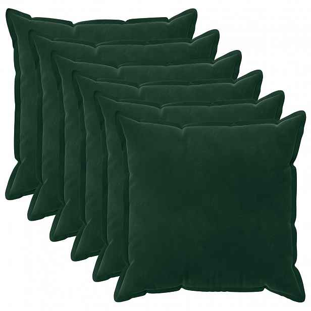 vidaXL Povlak na polštář 6 pcs HOUTEN Tmavě zelená 70 x 70 cm Samet