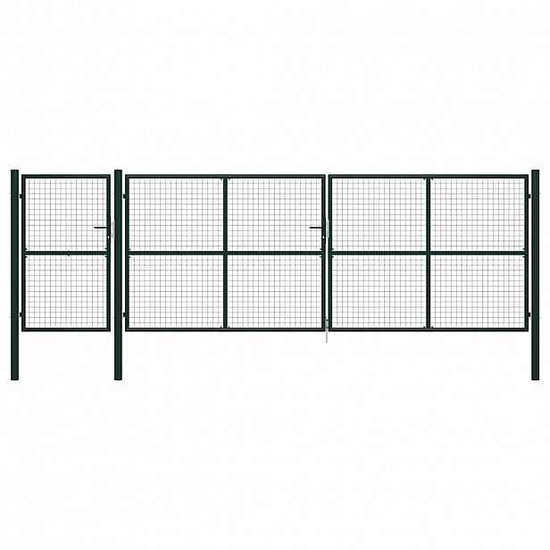 vidaXL Zahradní brána ocelová 500 x 150 cm zelená