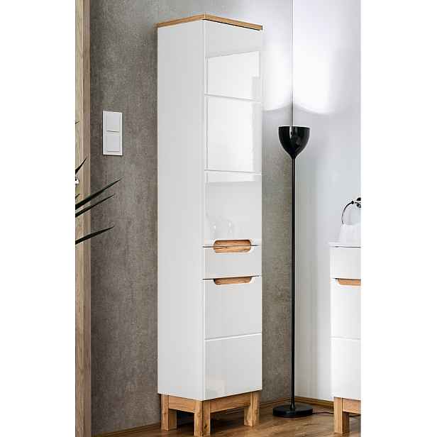 Koupelnová skřín Brela vysoká, wotan/bílý lesk HELCEL