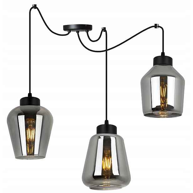 Závěsné Stropní Svítidlo Lustr Pavouk Trojitá Elegantní Skleněná Lampa