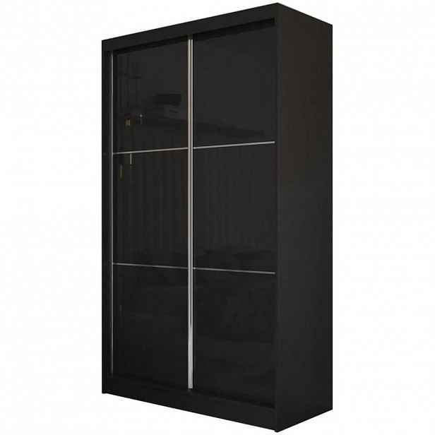 Beautysofa SKŘÍŇ s posuvnými dveřmi Viva 150/216/61 černá s Lacobel sklem