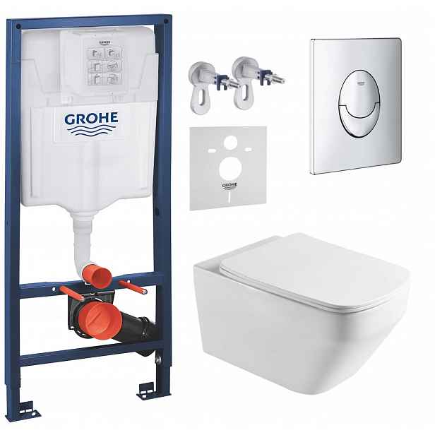 Podomítkový Wc set Grohe s mísou Imprese a tlačítkem Chrom Fresh