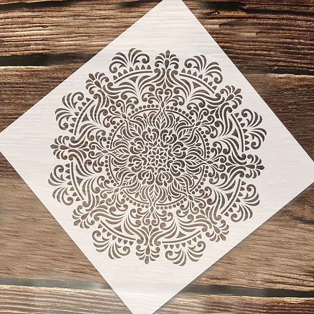 TEMU 1ks Velký Vintage Mandala Nástěnný Šablona - Odolný, Omyvatelný Plastový Šablona Umělecké Malování A Domácí Dekorace, Ideální Pro Podlahy A