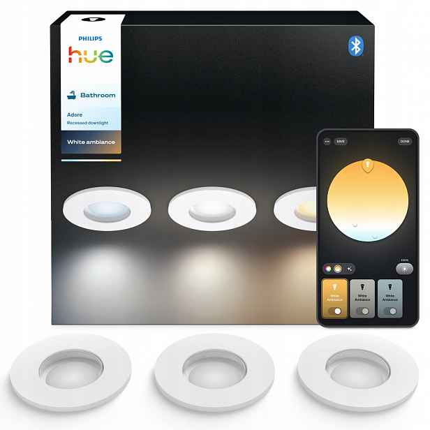 Led podomítkové svítidlo GU10 IP44 Koupelnové bílé Philips Hue 3 ks