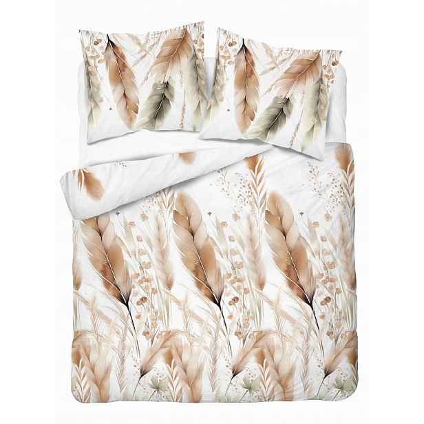 Povlečení 160x200 bílé peří béžovo-zelené Home Elegance