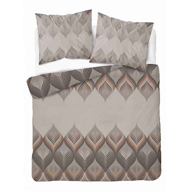 Povlečení flanelové 220x200 béžová hnědá s geometrickými ornamenty Flanela