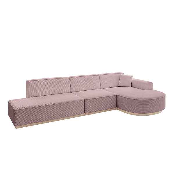 ALTDECOR ROHOVÁ SEDAČKA s otomanem, pravá ARRIO-L2 328x171x83 Růžová Manšestr