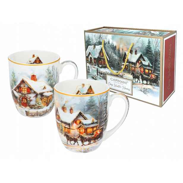 Porcelánové hrnky Carmani 2 ks dárek na zimní svátky
