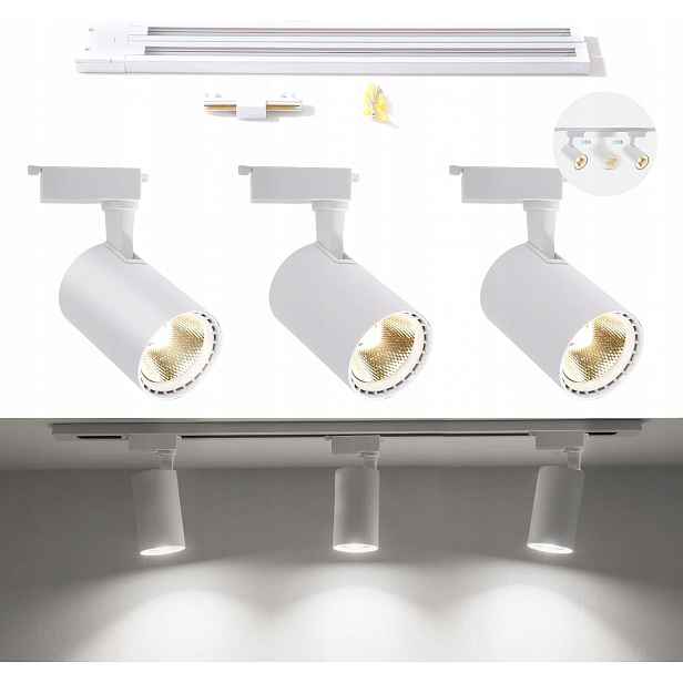 stropní svítidlo Led Reflektor 3-bodová Nastavitelná Moderní Bílá 30W