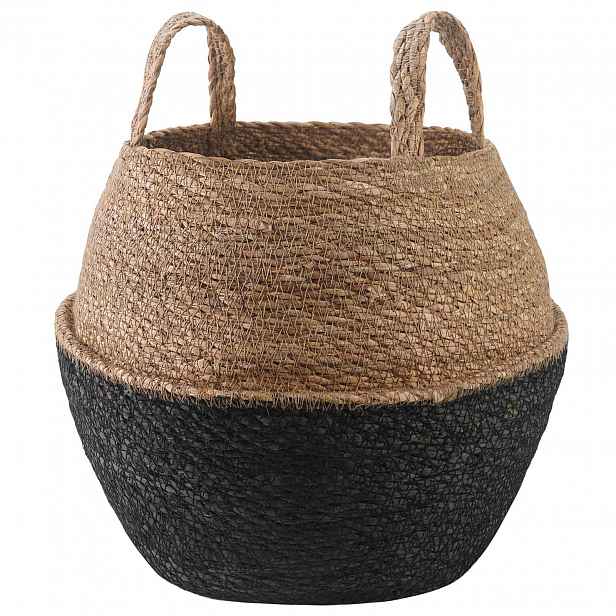 vidaXL Květináč s úchyty Černá Ø 32 x 32 cm 100% mořská tráva
