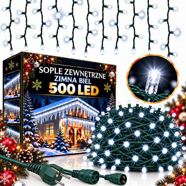 Lampy Rampouchy 500 Led 21 M Bílé Studené Flash IP44 Světelný Závěs