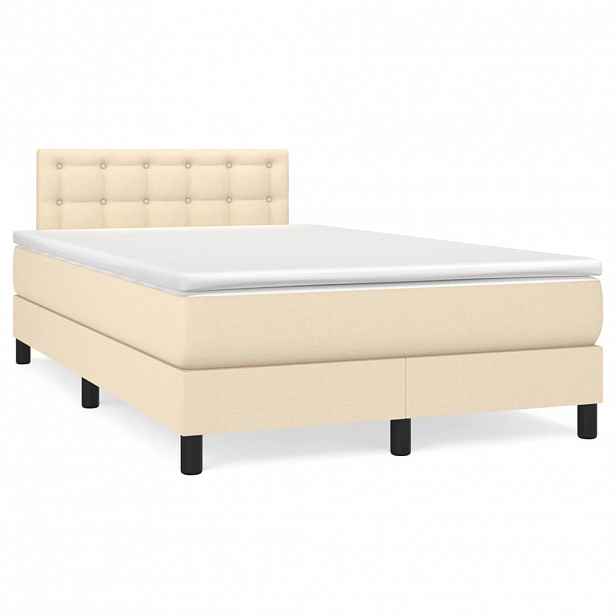 vidaXL Box spring postel s matrací krémová 120x200 cm textil