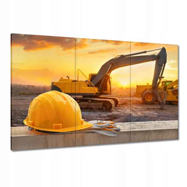 Obrazy 120x80 Žlutá přilba na pozadí bagru