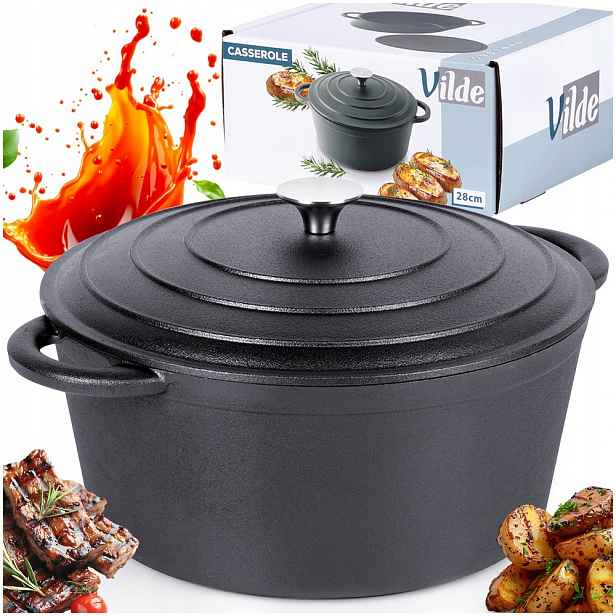 Hrnec hrnec s víkem kotlík pekáč zapékací mísa kulatý 28 cm 5,9 l