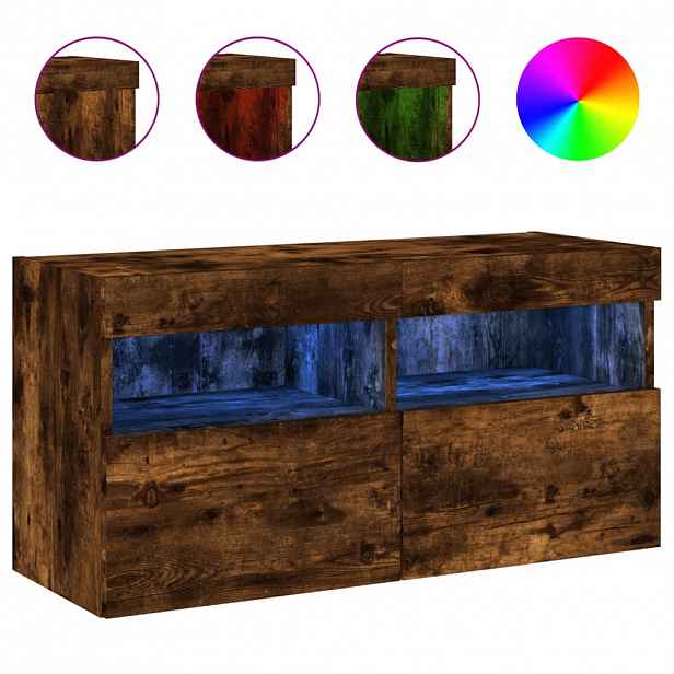 vidaXL Nástěnná TV skříňka s LED osvětlením kouřový dub 80x30x40 cm
